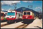 4090 003 und 1099 012 stehen am 10.08.2000 nebeneinander in Mariazell.