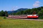 Die 1099 004  Frankenfels  fuhr am 31.Mai 2009 mit einem Regionalzug von Mariazell nach St.Plten. Dieses Foto entstand kurz vor der Bedarfshaltestelle Schwerbach.