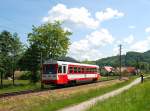 Am 20. Mai 2009 fuhr der 5090 009-1 als Regionalzug von Laubenbachmhle nach St.Plten. Diese Aufnahme zeigt den Zug wenige Meter vor dem Bahnhof Kirchberg an der Pielach.