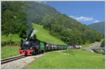 SKGLB 22 bespannte am 19.7.2018 einen Sonderzug von Mauterndorf in der Ferienregion Lungau, nach Murau und wieder retour. Die Aufnahme zeigt den Zug bei der Retourfahrt in Kendlbruck.