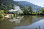 Die ex SKGLB 22 (Aquarius C) Heeresfeldbahnlokomotive HF210E gebaut 1939 von Borsig, fährt auf der Pinzgau Lokalbahn von Zell am See nach Krimml.