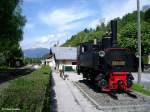 298 55 als Denkmal an der Pinzgaubahn / Krimmler Bahn, KBS 230 Pinzgauer Lokalbahn Zell am See - Krimml, Schmalspurbahn 760 mm, fotografiert im Bhf.