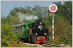 764-411R der Stainzer Bahn am 29.8.18 auf der Fahrt von Preding nach Stainz beim heute funktionslosen Deckungssignal für das ehemalige Vierschienengleich in Wohlsdorf.