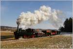 Auf der Stainzerbahn fhrt 298.56 mit einem Foto GmP von Preding nach Stainz. Herbersdorf 5.2.2012 

