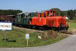 Mit der Schmalspurbahn von Österreich nach Mexiko. - WSV 2091.09 und 2091.02 anlässlich des vom WSV veranstalteten 2 tägigen  Güterzugfestival im Wald4tel  am 10.September 2023 beim Km 6,3 der Strecke Alt Nagelberg - Heidenreichstein.