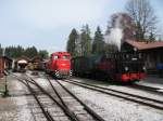 Die beiden Arbeitstiere der Stainzer Lokalbahn stehen am 11.04.2011 vor dem Bahnhof Stainz und warten auf die Abnahme der Bremstechhnischen einrichtungen.