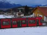 Stubaitalbahn Triebwagen kurz vor Mutterer Tunnel.05.02.2010