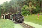 Regulärer Dampfzug der Waldviertelbahn mit einer Lok der ÖBB-Baureihe 399.
Datum: 20.08.1984