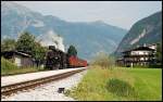 sterreichurlaub 2008 - Zillertalbahn: Der Dampfzug auf der Fahrt von Jenbahc nach Mayrhofen.