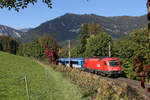 Nach längeren schnippeln geht die schöne Herbstfotostelle unterhalb Küb jetzt auch wieder,hier mit RJ-75 und 1216.240 am 6.10.18