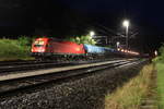 Tief in der Nacht des 26.5.2020 steht die 1216 210 mit dem RID47636 von Bratislava Petrzalka nach Graz Ostbahnhof im Bahnhof Spital am Semmering und wartet auf die Weiterfahrt.