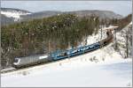 Werbelok 1116 038 Siemens fhrt mit Autoleerzug 46750 ber den Semmering.