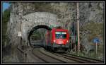 OEC 732  Technikum Krnten  gezogen von 1116 030 am 22.4.2006 bei der Durchfahrt des Krausel Tunnel kurz vor Breitenstein.