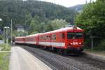 MAV - Ultraschallmeßzug 9159 035 durchfährt am 27.05.2014 die Haltestelle Küb an der Semmering - Nordrampe.