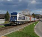 761 005 der  Metrans war gestern mit dem Containerzug STEC 43303 (STLB D6 Nachschiebe) von Szombathely über die steirische Ostbahn nach Spielfeld unterwegs, und wurde von mir in Messendorf