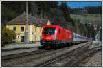 OEC 557  TelefonSeelsorge Ruf 142  (Wien-Graz) am 30.3.2008 bei der Durchfahrt in Breitenstein am Semmering.