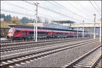 Ein Railjet hat soeben den Bahnhof Weststeiermark vom Kärnten erreicht . 13.03.2026 