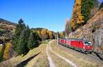 1293 009 + 1293 031 + 1293 023 schleppten am 08.11.2025 einen schweren KLV-Zug bei Gries am Brenner Richtung Italien.