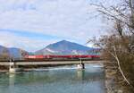 1293 050 mit dem RJ 87 nach Bologna Centrale am 02.03.2026 bei Brixlegg.