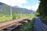 Vom Bahnhof Selztal in der Obersteiermark aus geht es zunchst zweispurig Richtung Westen bis hier an dieser Stelle die Pyhrnbahn links Richtung Norden abzweigt.