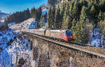 1116 153-8 überquert am Zugschluss des railjet 111 (München Hbf - Klagenfurt Hbf), den Hundsdorfer-Viadukt bei Bad Hofgastein.