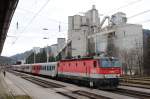   1144 027 als R3413 von Obertraun-Dachsteinhöhlen (Oa) nach Attnang-Puchheim (At) hier zum sehen im Bahnhof Gmunden (Gz); am 19.02.2014