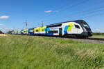 Das ist der sogenannte  Westbahn China Zug am 15.06.2026 bei Gunskirchen. Die Bemalung ist etwas anders als auf den Stadler Z�gen.