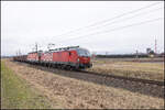 Mit einem bescheidenen Zug donnert eine 193er und eine 1144 am Mittag des 19. Februar 2026 gen Süden . 