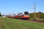 Zwischen Werndorf und Wildon bei Neudorf ob Wildon schiebt am 23.9.2026 die 1116 173 die S1 4063 von Frohnleiten nach Leibnitz.
Die Doppelstockwendez�ge sind seit Mitte September in Graz unterwegs und ersetzen die Desiro Mainline Flotte der Reihe 4744.
Die Doppelstockwagen wurden unter anderem von SGP und �BB TS Ende der 90er gebaut und in den letzten Jahren modernisiert wobei sie auch das  Cityjet  Design bekamen.