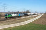 ELL 193 217 an der Spitze dieser Dreifachtraktion am GAC 47100, am 07.03.2021 kurz vor Götzendorf.