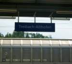Bahnhofsschild von Treibach-Althofen am 3.8.2014