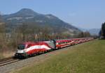 Der  Flaggen Railjet  war am 24. März 2015 mit der gedrehten 1116 249 als RJ 559 von Wien Hbf nach Graz Hbf unterwegs, und wurde von mir in Peugen bei Frohnleiten fotografiert.