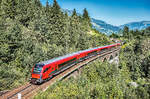 1116 152-0 schiebt den railjet 111 (München Hbf - Klagenfurt Hbf) über das Hundsdorfer-Viadukt bei Bad Hofgastein.