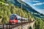 Nachschuss von 4024 125-9 auf der Falkenstein-Brücke.