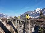 189 903-8 von RTC/Lokomotion mit einem Güterzug unterwegs in Richtung Süden, am 12.2.2016 auf der Angerschluchtbrücke. Schublock war 186 284-6 ebenfalls von RTC.