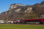 Werbelok zum Thema  5G  schiebt den Railjet in Richtung Feldkirch.