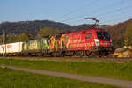 1016 048-1 als Feuerwehrlok und 1016 023-4 als Greenpontslok in Dornbirn Haselstauden. 8.4.20