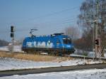 Die Kyoto Lok kam als Lz 88720 von Wolfurt nach St. Margrethen um dort den 45799 abzuholen. Fotografiert in Lustenau am 16.02.10