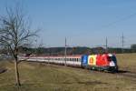 1116 056 (EM - Rumnien) mit OIC 549 vor Kstendorf (28.02.2008)