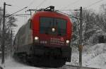 1016 047  Wiener Stdtische  vor IC 61 von Mnchen Hbf. nach Wien Westbahnhof, kurz vor Pressbaum am 31.01.2009.