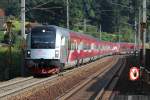 Ganitur 49 samt 1116 249 und Ganitur 26 mit 1116 226 hier zum sehn als RJ 567  powered by sterreichische Rechtsanwlte  von Bregenz nach Wien Westbahnhof bei der Durchfahrt der Haltestelle Salzburg Kasern; am 26.07.2012