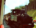 Zahnraddampflok 2 erreicht die Station Achensee, Österreich 1983