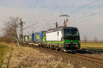 ELL 193 725 mit Lkw Walter KLV in Br�hl, Februar 2018.