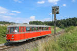 VT10.02 ist am Nachmittag des 29.Juli 2018 ebenfalls unterwegs nach Lieboch. 
Hier beim Einfahrvorsignal nach dem Kaiseerwald.
 