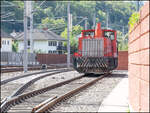 Nun hei�t es warten f�r GKB DH 600.3 am Ende der Anschlussbahn Mayr Melnhof in Frohnleiten auf die Frischen Wagen . 