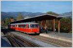 Der im Eigentum der Steirischen Eisenbahnfreunde stehende ehemalige GKB Triebwagen VT 10.02 plus zwei Beiwagen von Deuschlandsberg nach Brnbach am 11.10.2008 bis Lieboch als SPZ 8512 