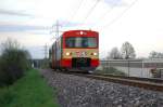 GKB Regionalzug 8593 in den Abendstunden des 27.4.2005 zwischen Frauental und Deutschlandsberg Richtung Deutschlandsberg (TFZ: VT 70.02)