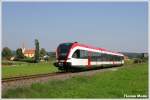 GKB GTW 5063.003 (VT 63.03) absolvierte am 23.08.2010 die ersten Probefahrten auf seiner zuknftigen Hausstrecke, der Graz-Kflacher-Bahn. Aufgenommen wurde der SLP 8439 bei Sding. Im Hintergrund thront die Kirche zum Heiligen Sebastian.