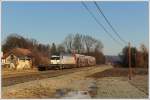 R 8557 war am 18.1.2011 mit Schneewittchen bespannt, die als Ersatz fr RTS 2016 906 seit 17.1.2011 auf der GKB mit den Doppelstockwaggons unterwegs ist und kurz vor dem Bahnhof Preding-Wieselsdorf