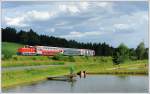 R 8567 von Graz ber Lieboch nach Wies-Eibiswald wurde am 6.8.2011 von 1500.2 geschoben. Die Aufnahme entstand bei den Teichen in Kresbach kurz vor der Haltestelle Hollenegg.